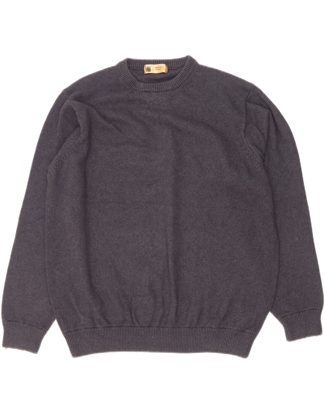Marks & Spencer Mens Crew Neck Jumper Sweater XL Navy Blue Cotton