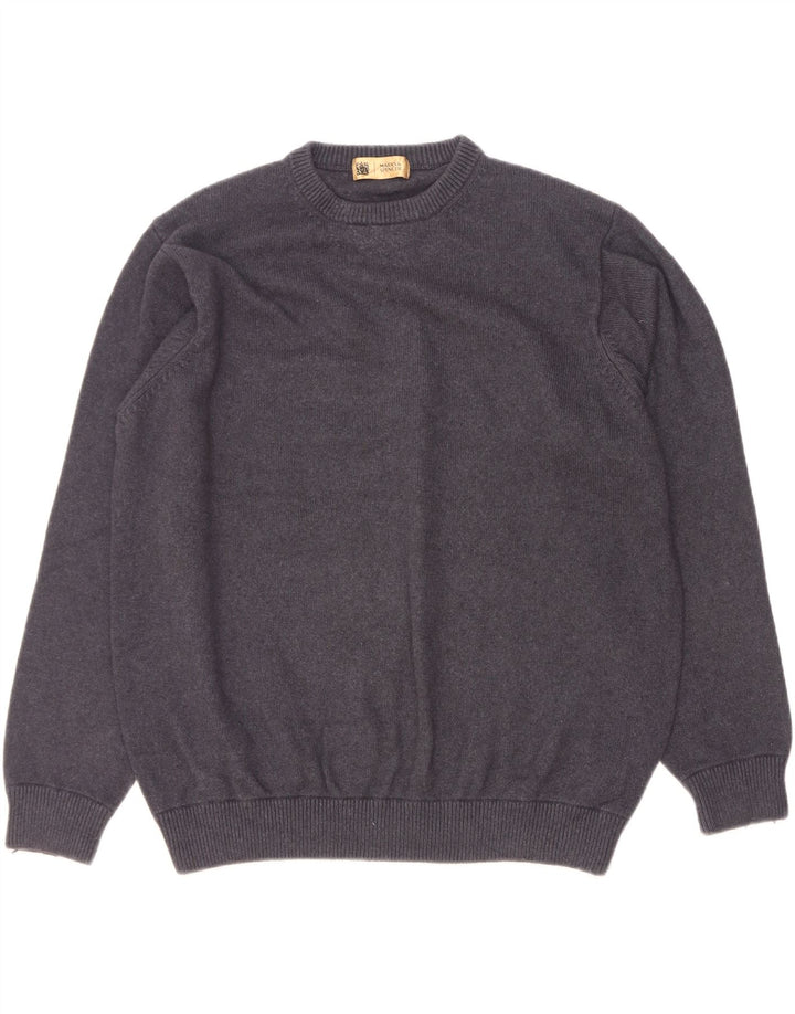 Marks & Spencer Mens Crew Neck Jumper Sweater XL Navy Blue Cotton