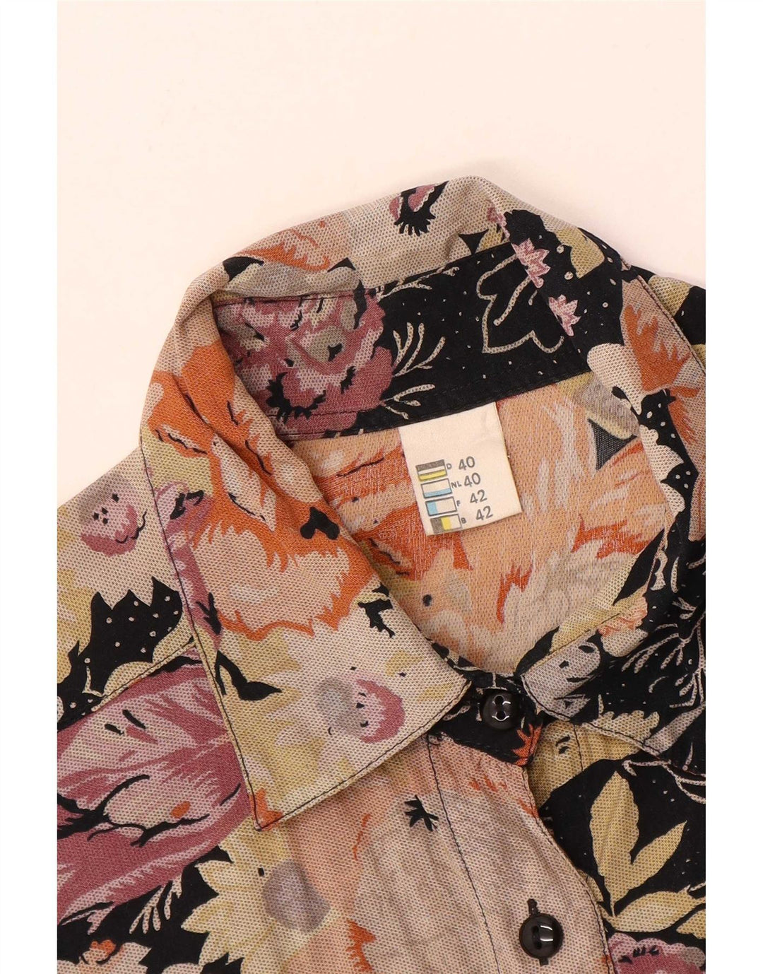 Vintage Womens Longline Shirt EU 40 Medium Multicoloured Floral Viscose