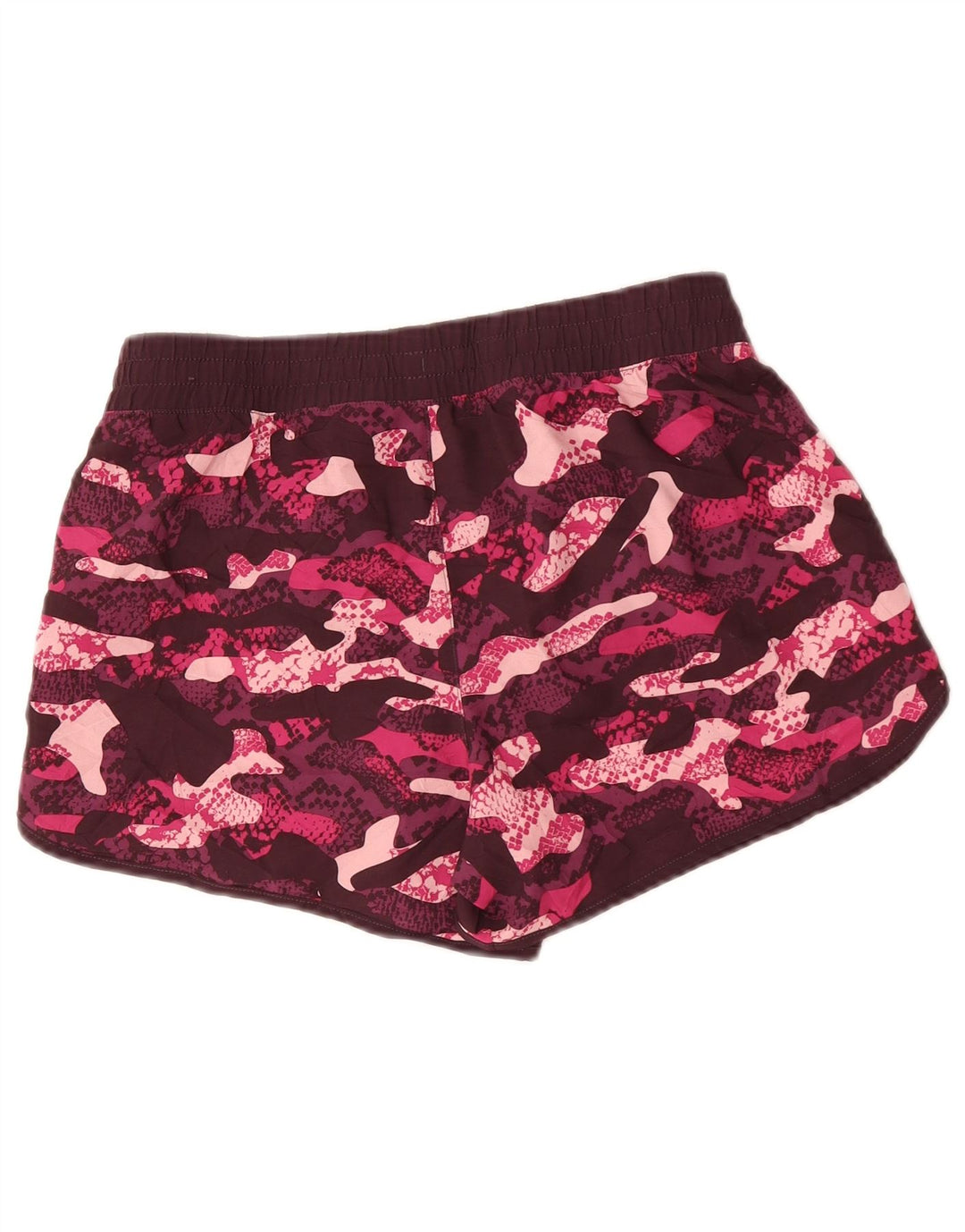 REEBOK Womens Sport Shorts UK 10 Small  Burgundy Camouflage Polyester