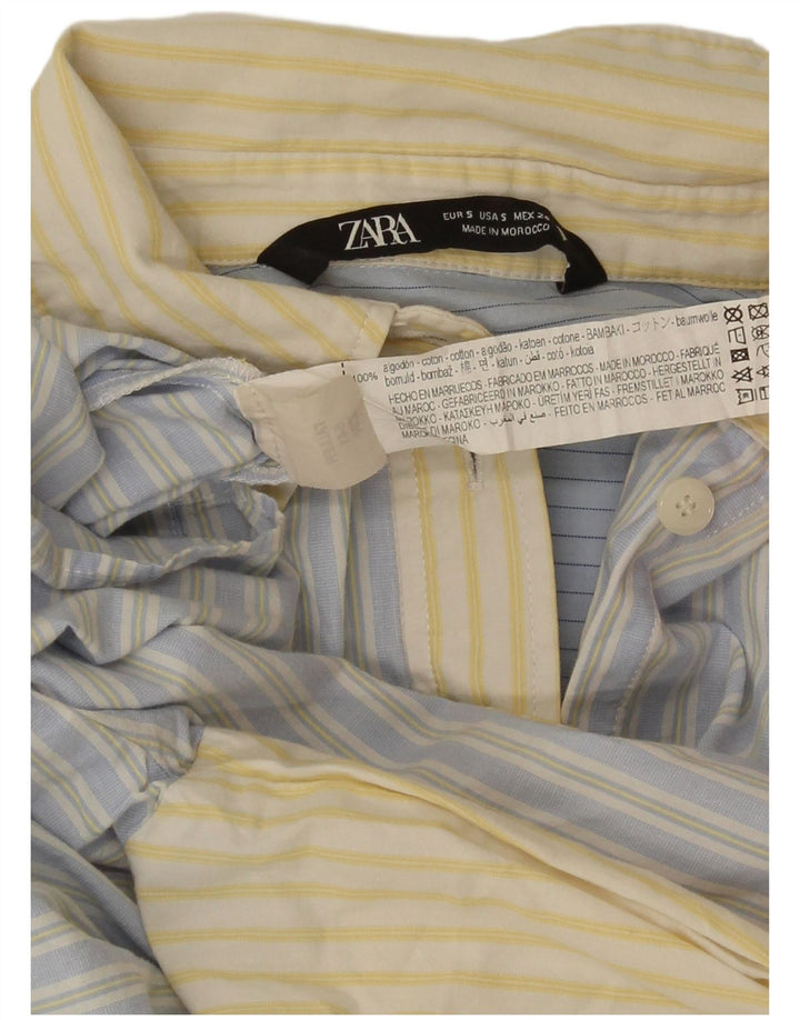 Zara Womens Oversized Shirt UK 10 Small Blue Striped Cotton