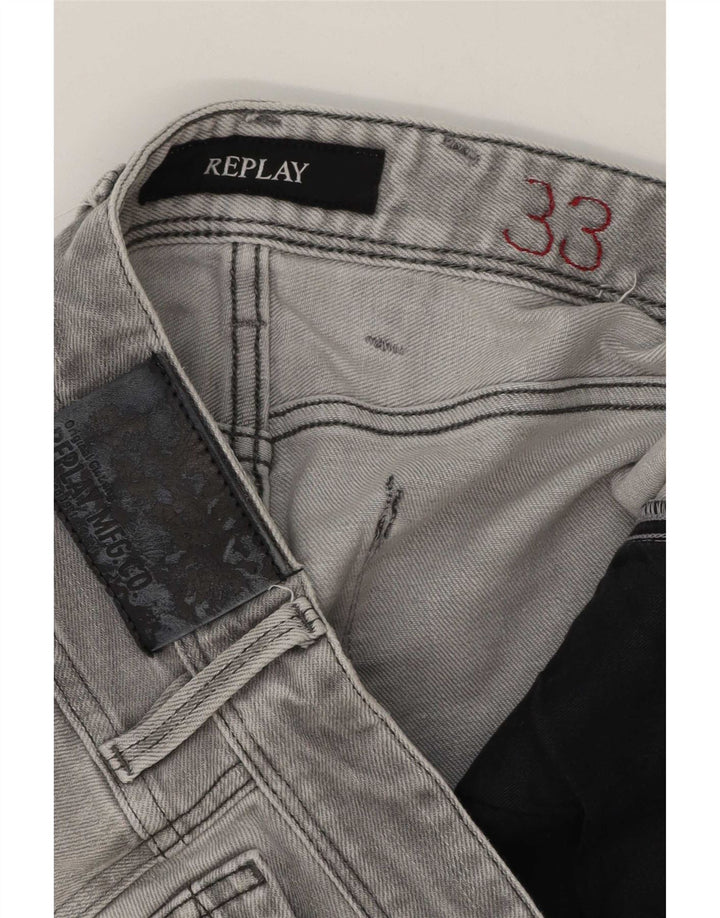 Replay Mens Distressed Slim Jeans W33 L27 Grey