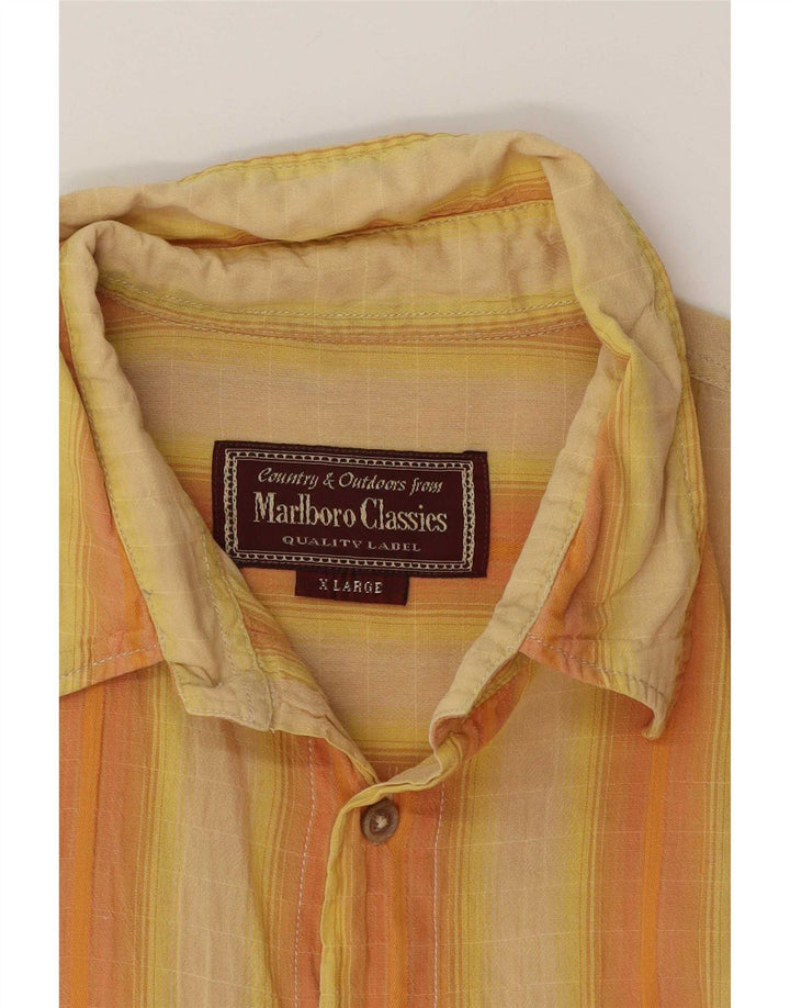 Marlboro Classics Mens Shirt XL Orange Striped