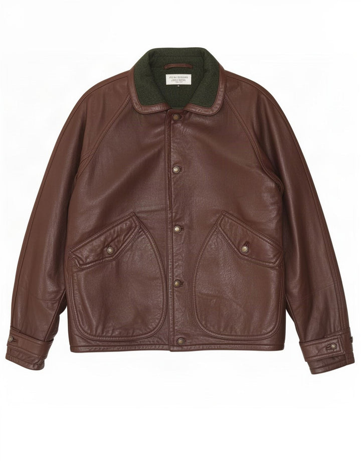 Nazareno Gabrielli Mens Leather Jacket IT 50 Large Brown