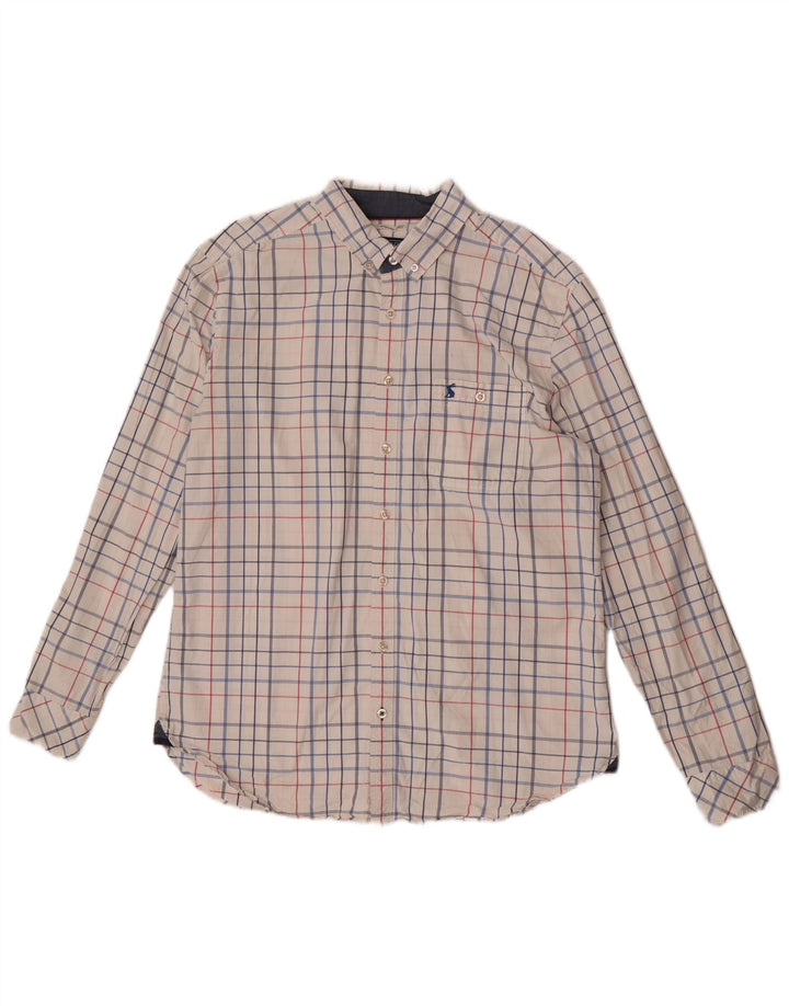 Joules Mens Classic Fit Shirt Large Off White Check Cotton