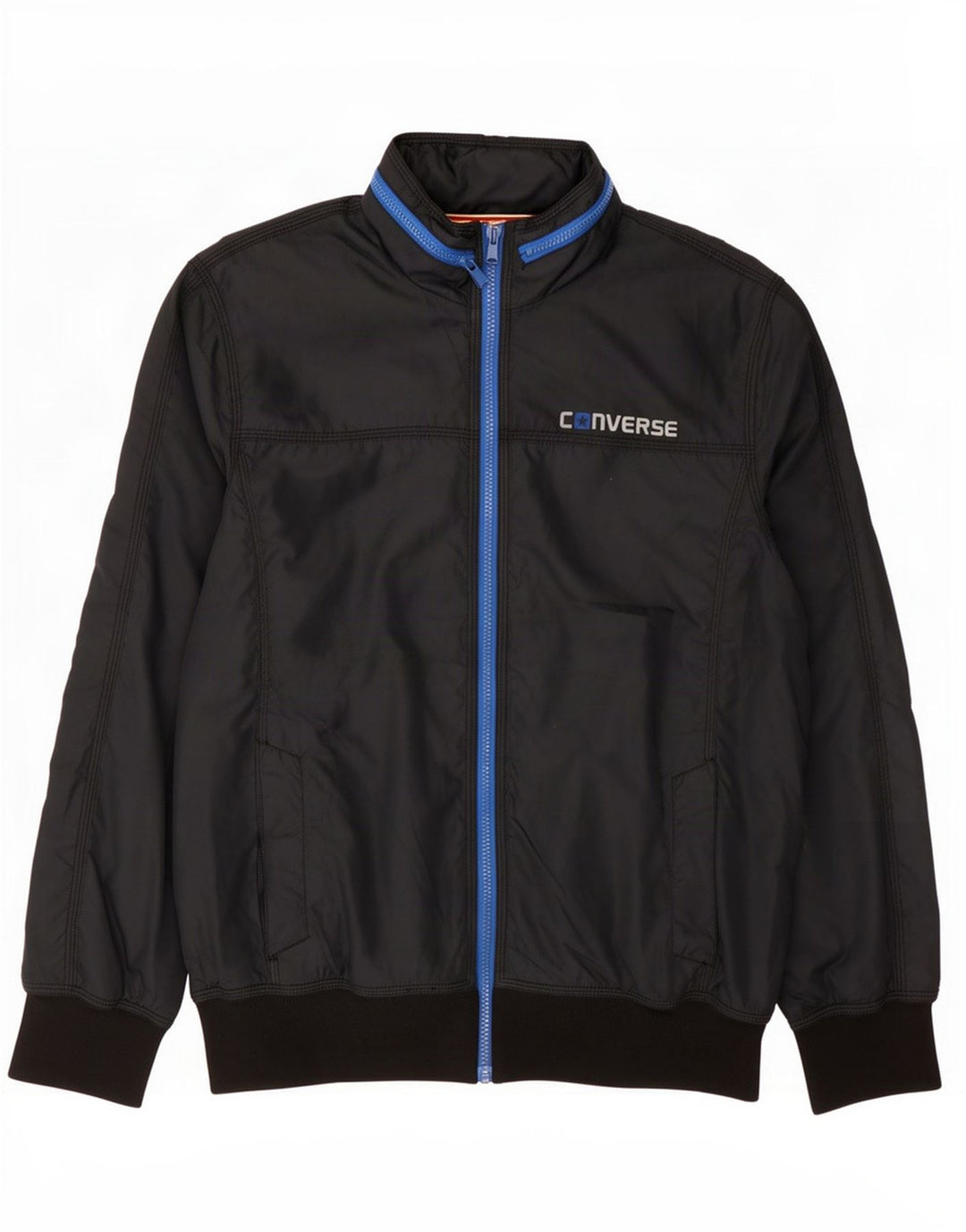 Converse Mens Hooded Bomber Jacket UK 38 Medium Navy Blue Polyester