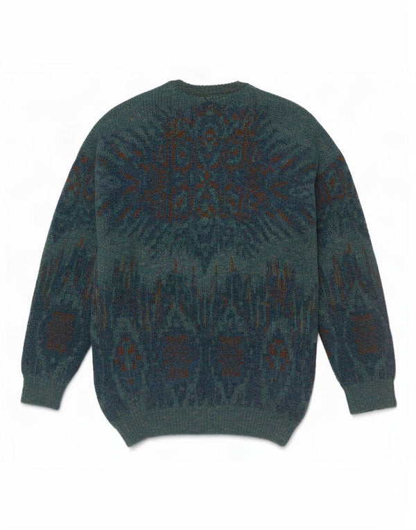Vintage Mens Crew Neck Jumper Sweater Small Navy Blue Fair Isle