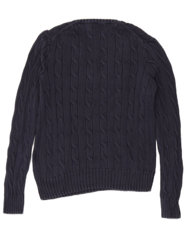 Polo Ralph Lauren Womens V-Neck Jumper Sweater UK 14 Medium Navy Blue
