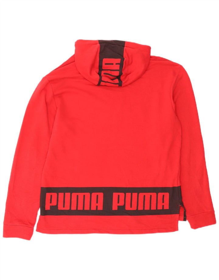 PUMA Mens Graphic Hoodie Jumper Large Red Colourblock