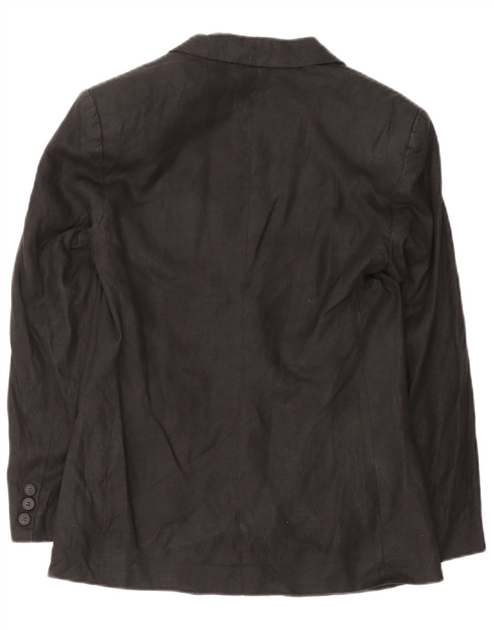 Benetton Womens 2 Button Blazer Jacket IT 40 Small Black Linen