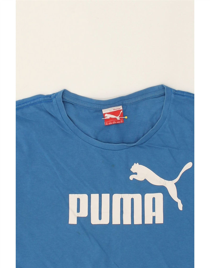 PUMA Mens Graphic T-Shirt Top XS Blue Cotton | Vintage Puma | Thrift | Second-Hand Puma | Used Clothing | Messina Hembry 