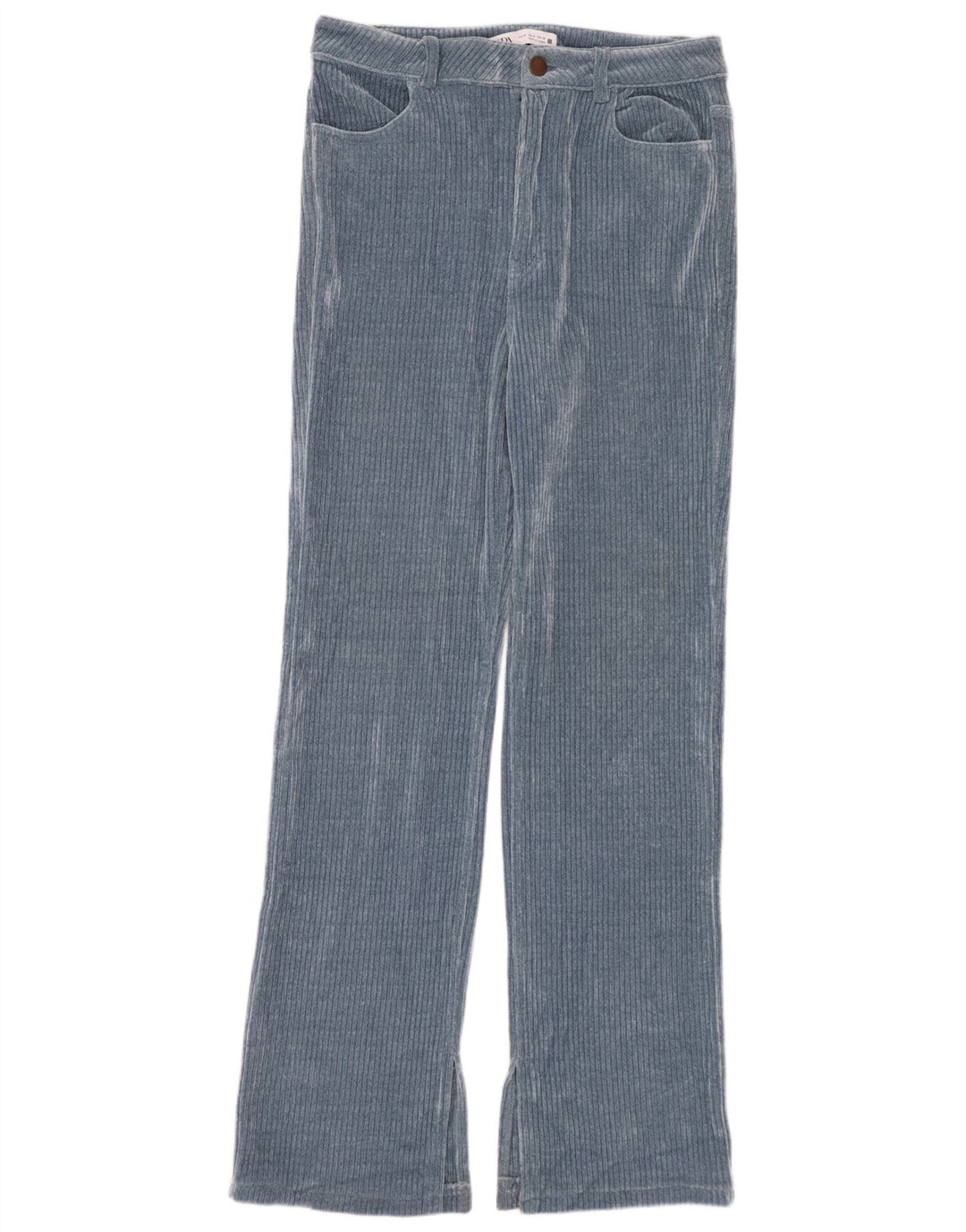 Zara Womens Straight Corduroy Trousers EU 40 Medium W30 L30 Blue Polyester