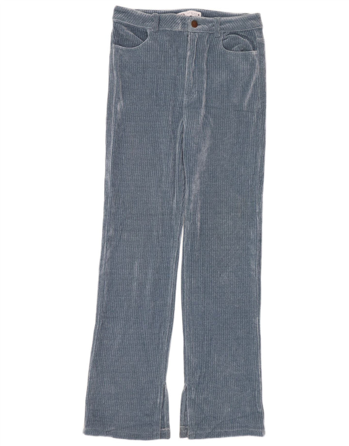 Zara Womens Straight Corduroy Trousers EU 40 Medium W30 L30 Blue Polyester