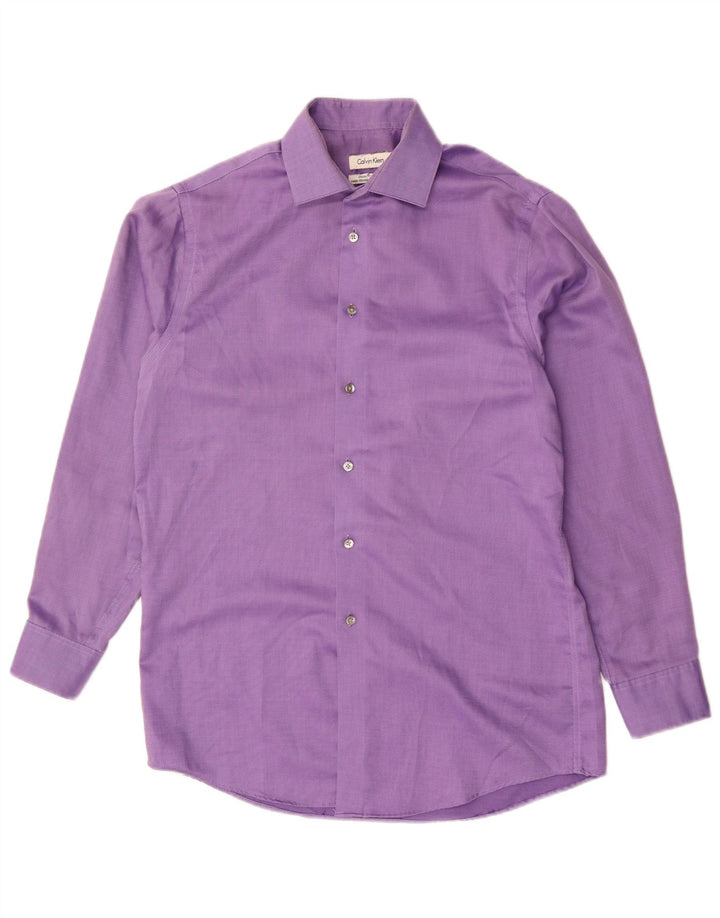 Calvin Klein Mens Classic Fit Shirt Size 15 Medium Purple Cotton