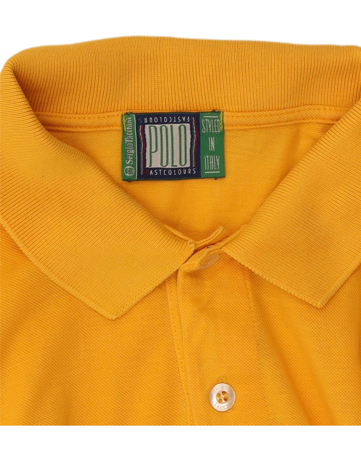SERGIO TACCHINI Mens Polo Shirt Large Yellow Vintage Sergio Tacchini and Second-Hand Sergio Tacchini from Messina Hembry 