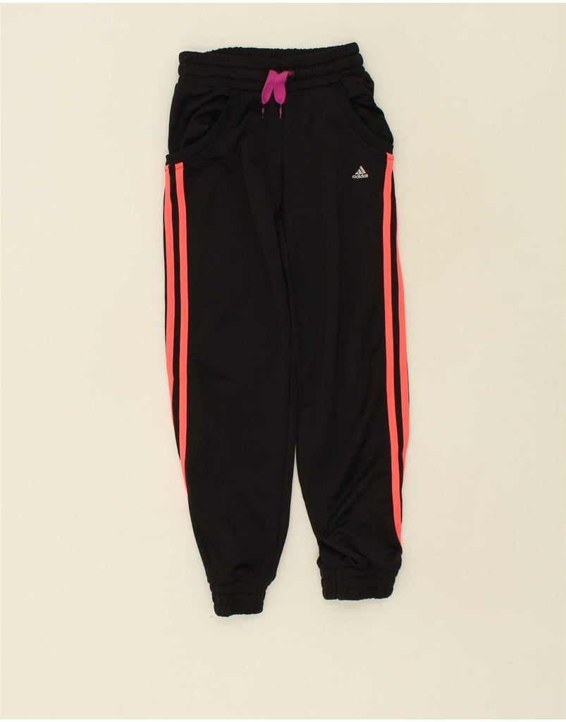 ADIDAS Girls Tracksuit Trousers Joggers 8-9 Years Black Polyester | Vintage Adidas | Thrift | Second-Hand Adidas | Used Clothing | Messina Hembry 