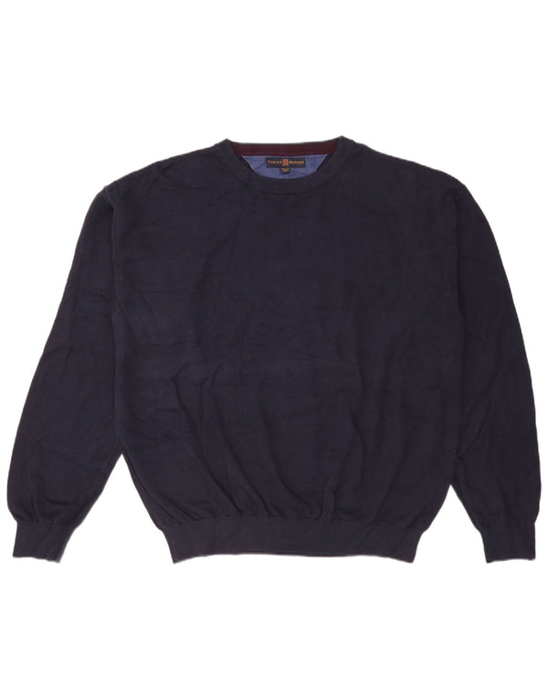 Tommy Hilfiger Mens Crew Neck Jumper Sweater 2XL Navy Blue Cotton