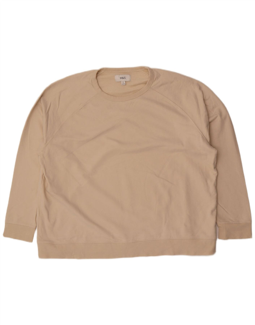 Marks & Spencer Womens Sweatshirt Jumper UK 22 3XL Beige Cotton