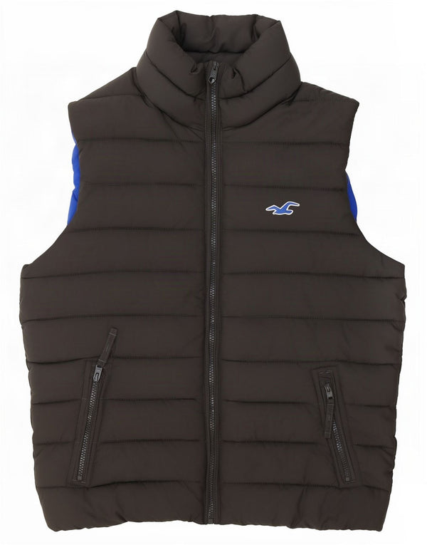 Hollister Mens Padded Gilet UK 36 Small Grey Polyester