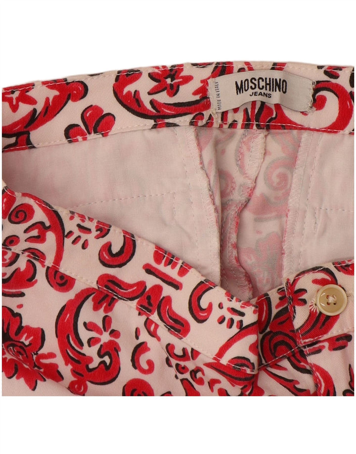 MOSCHINO Womens Straight Capri Trousers UK 12 Medium W28 L21 Red Paisley
