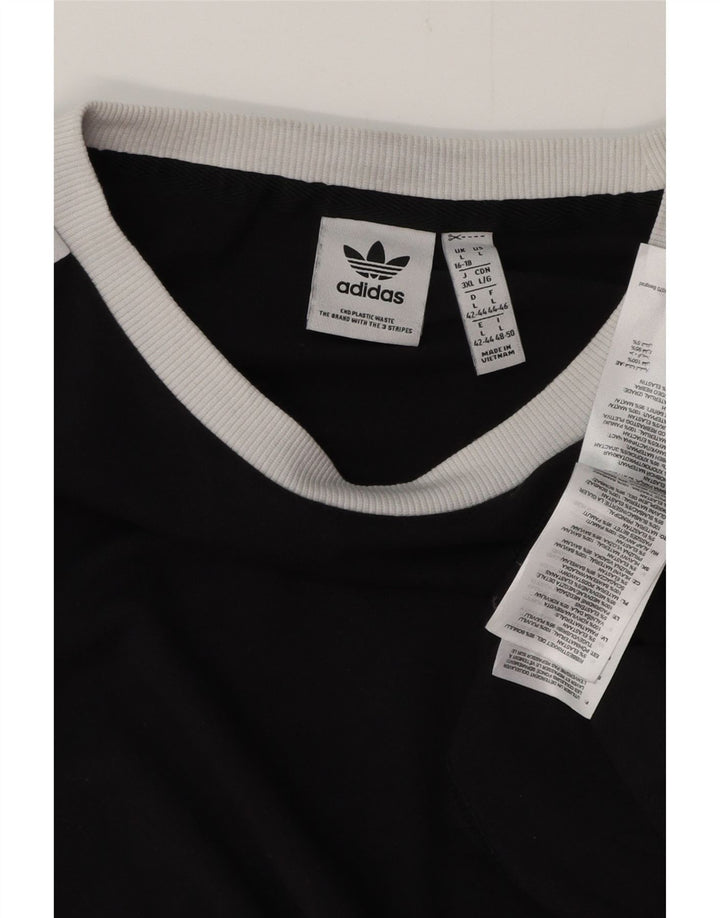 ADIDAS Womens T-Shirt Top UK 16/18 Large Black Cotton