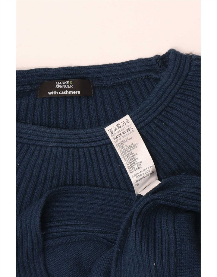 Marks & Spencer Womens Boat Neck Jumper Sweater UK 14 Medium Blue