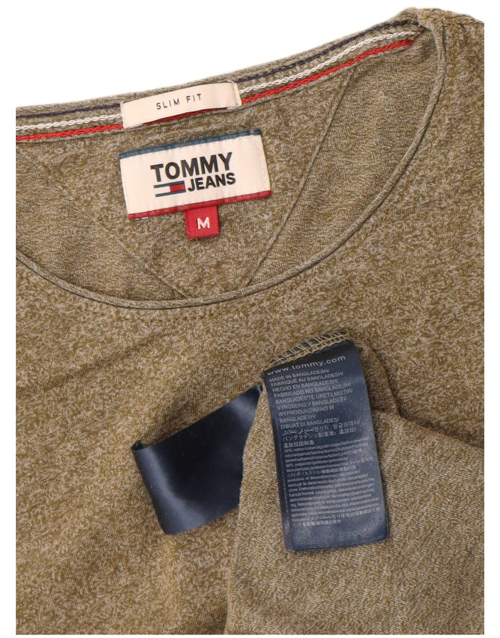 Tommy Hilfiger Mens Slim Fit T-Shirt Top Medium Khaki Cotton