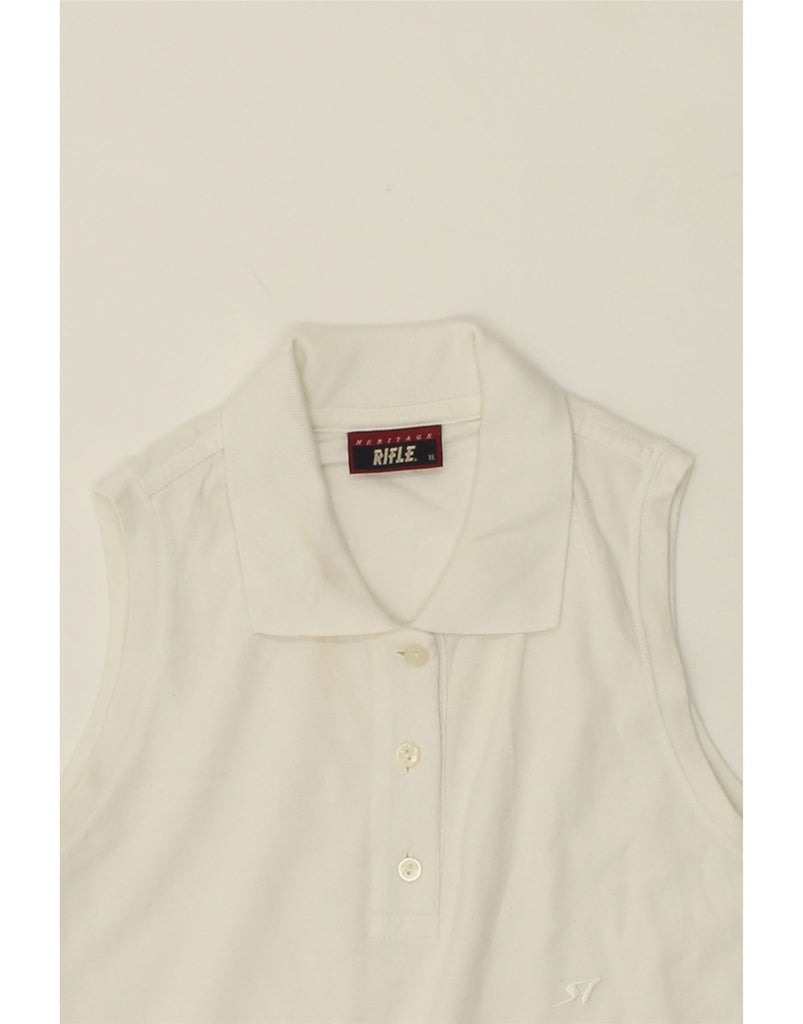 RIFLE Womens Sleeveless Polo Shirt UK 18 XL White Cotton Vintage Rifle and Second-Hand Rifle from Messina Hembry 