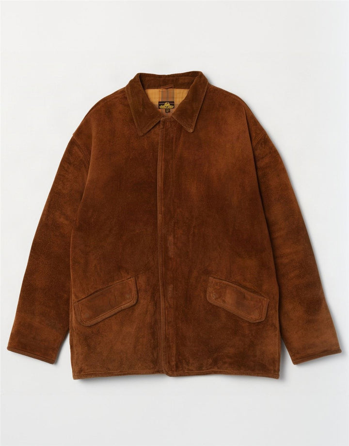 Thornton Bay Mens Suede Jacket UK 44 2XL Brown Leather