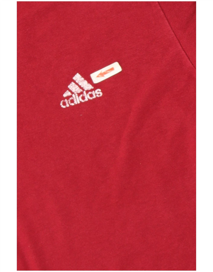 Adidas Mens T-Shirt Top Large Burgundy Cotton