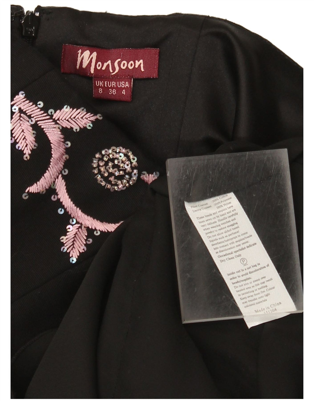 Monsoon Womens Strapless Dress UK 8 Small Black Cotton