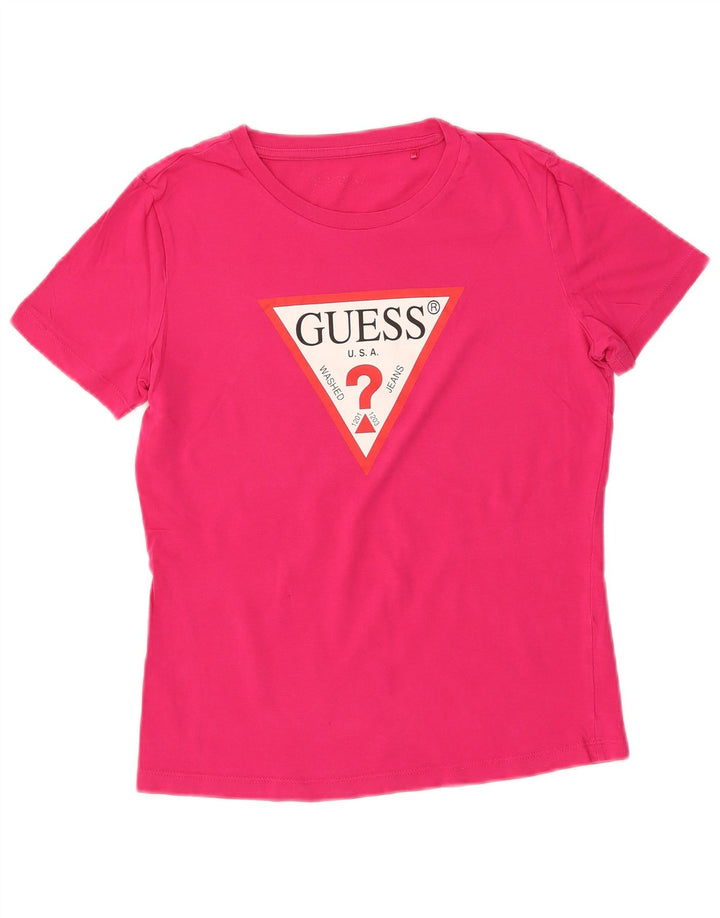 GUESS Womens Graphic T-Shirt Top UK 10 Small Pink