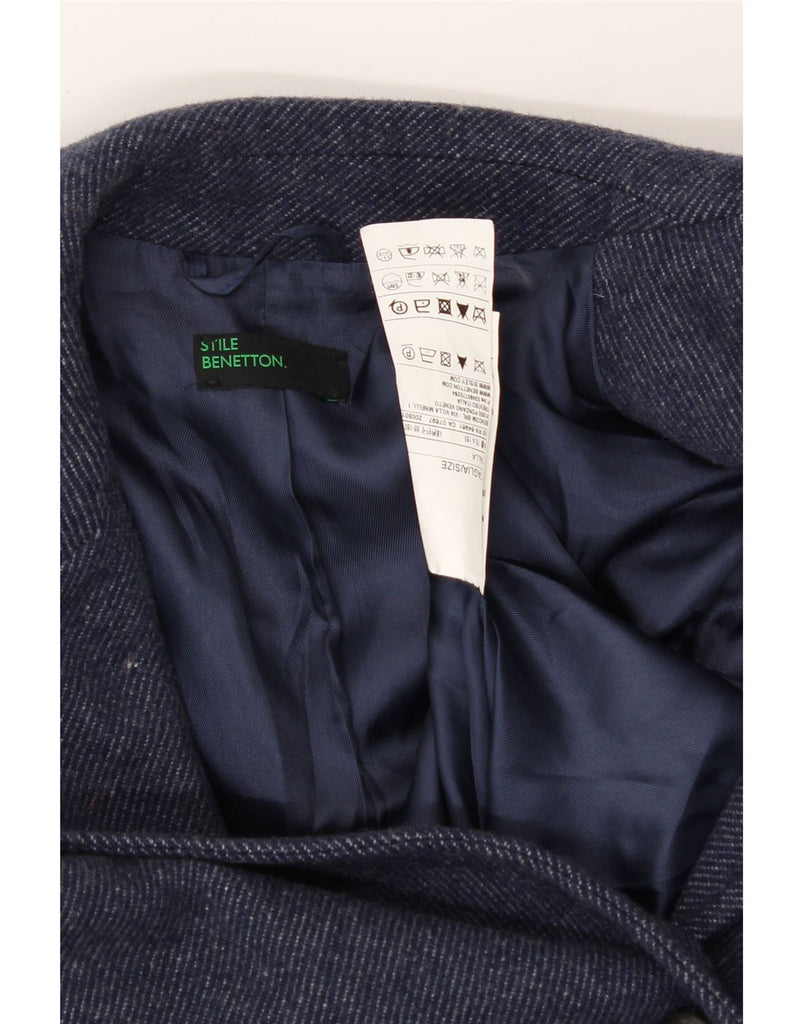 BENETTON Womens Overcoat IT 42 Medium Navy Blue Wool Vintage Benetton and Second-Hand Benetton from Messina Hembry 
