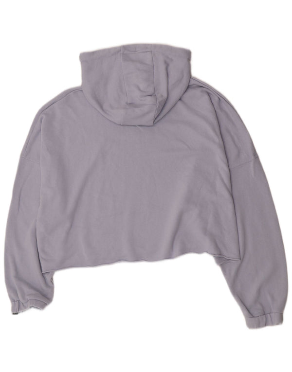 Ellesse Womens Crop Oversized Hoodie Jumper UK 12 Medium  Purple Cotton