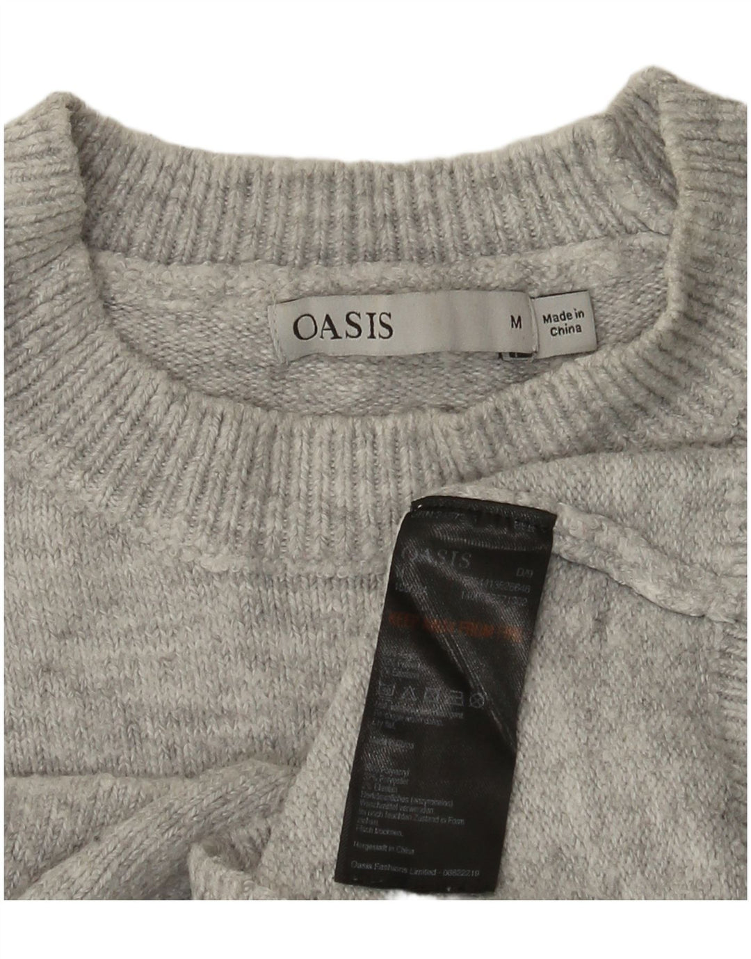 OASIS Womens Crew Neck Jumper Sweater UK 14 Medium Grey Acrylic