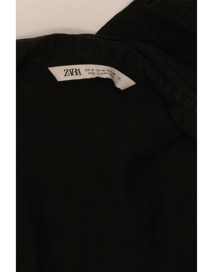 Zara Womens Crop Wrap Shirt Blouse UK 12 Medium Black