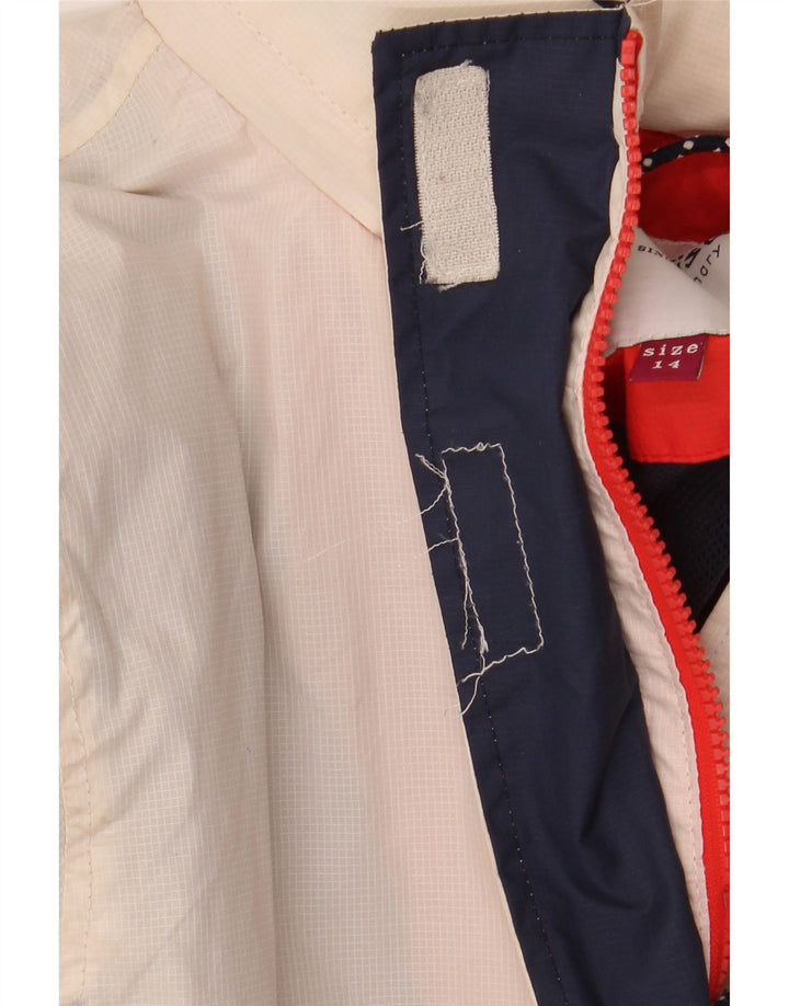 Weird Fish Womens Hooded Windbreaker Jacket UK 14 Large White Colourblock