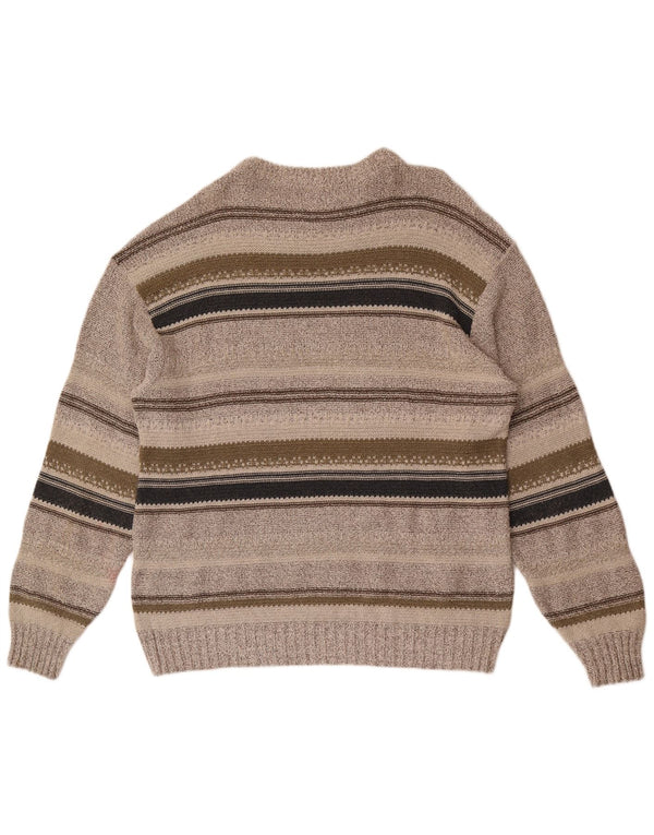 Angelo Litrico Mens Boat Neck Jumper Sweater Medium Grey Striped Cotton