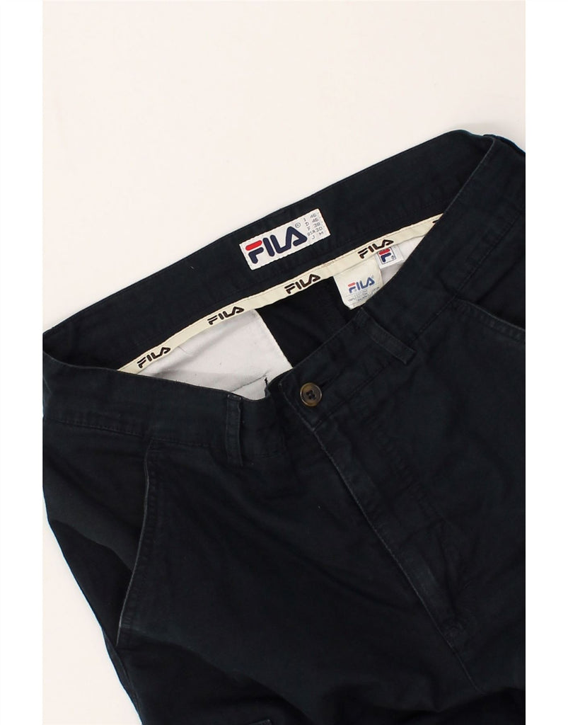 FILA Mens Straight Cargo Trousers IT 46 Small W30 L30  Navy Blue Cotton | Vintage Fila | Thrift | Second-Hand Fila | Used Clothing | Messina Hembry 