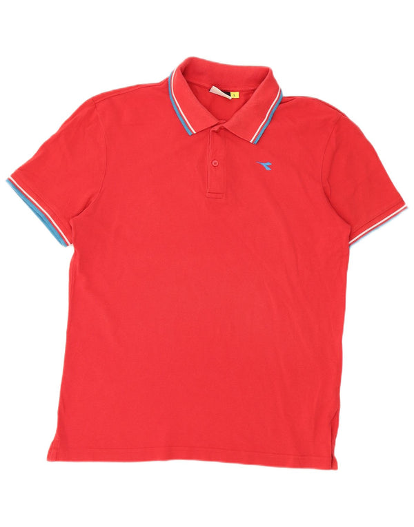 DIADORA Mens Polo Shirt Large Red Cotton