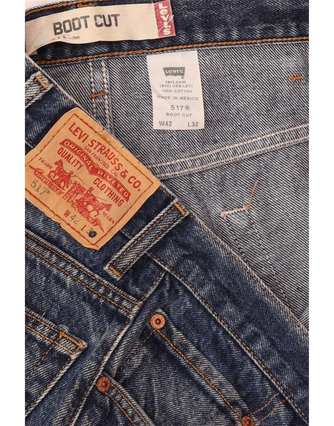 Levi's Mens 517 Bootcut Jeans W42 L32 Blue Cotton