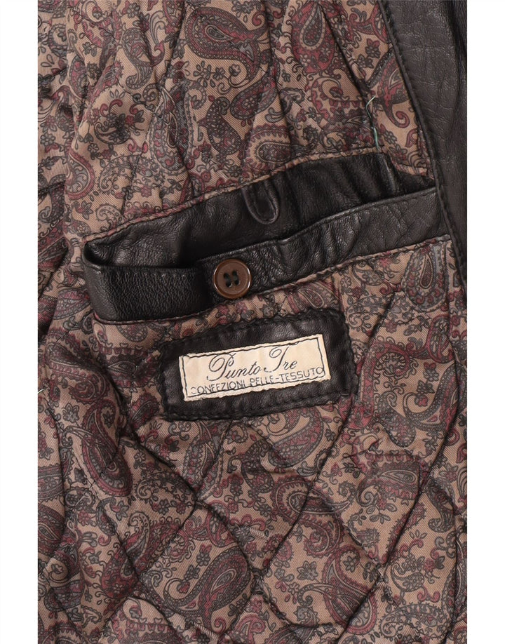 Vintage Mens Leather Jacket UK 36 Small Black Leather