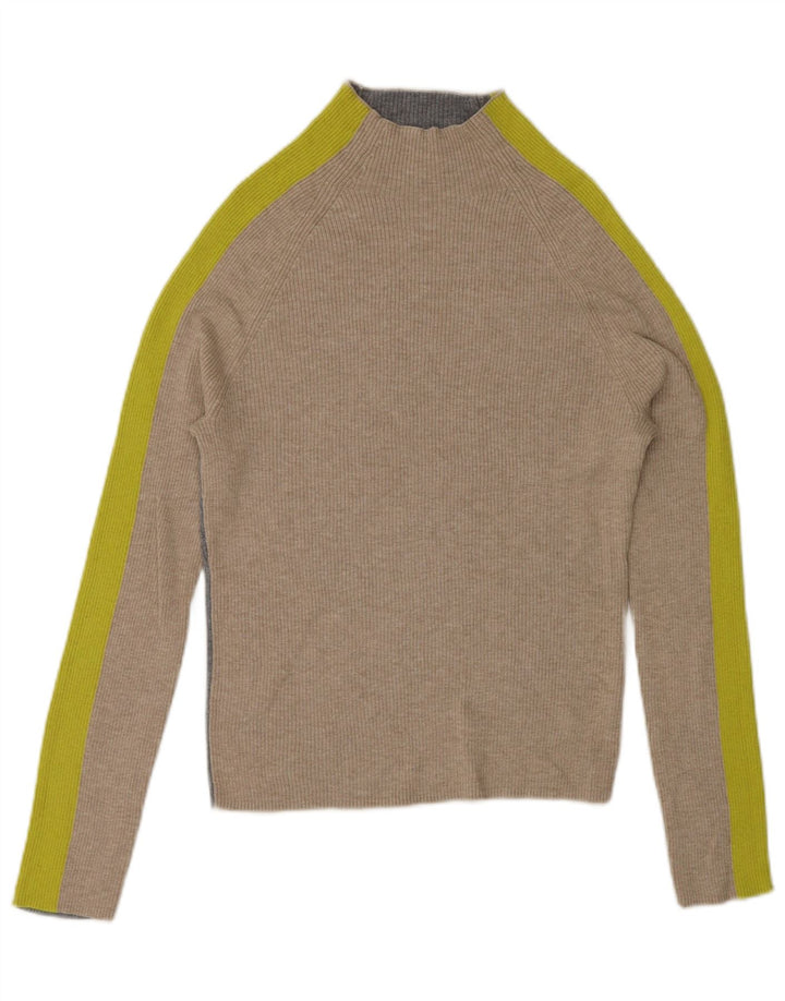 White Stuff Womens Turtle Neck Jumper Sweater UK 8 Small Grey Colourblock