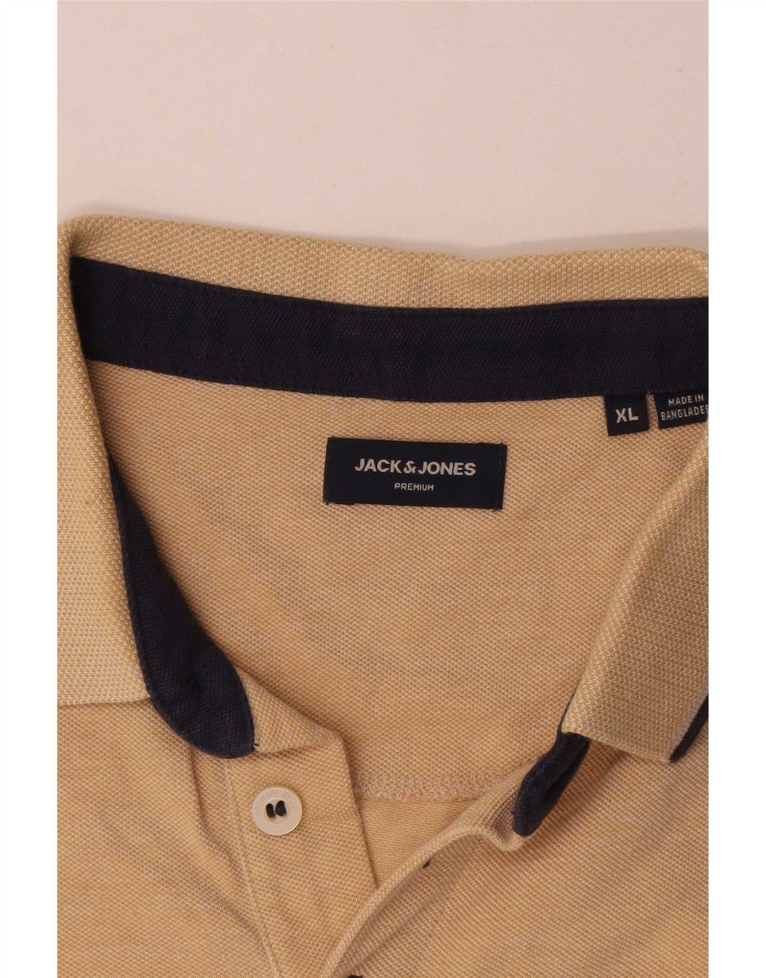 Jack & Jones Mens Polo Shirt XL Beige Cotton
