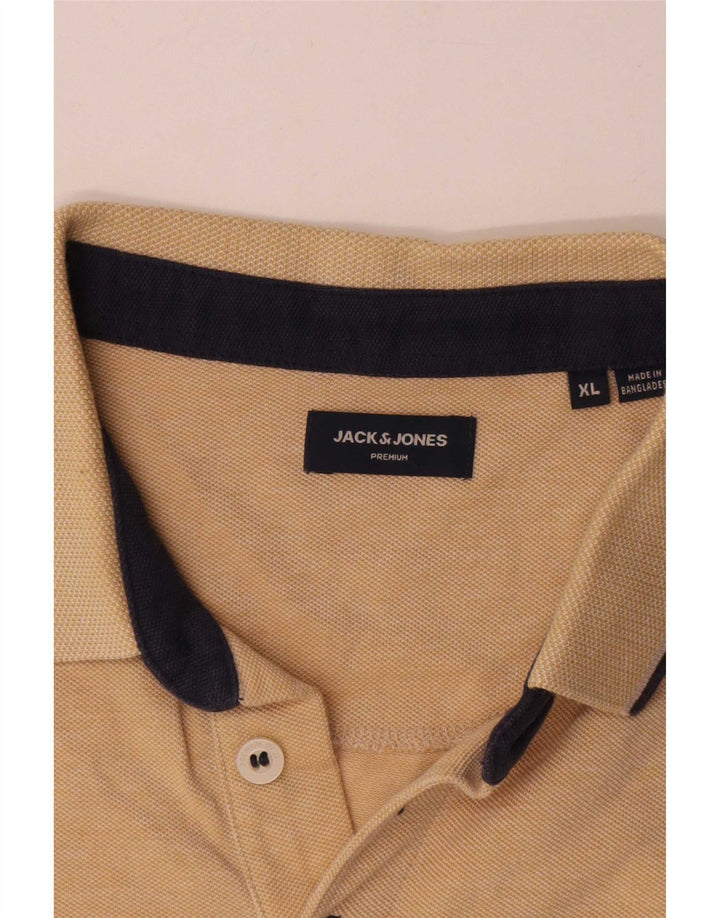 Jack & Jones Mens Polo Shirt XL Beige Cotton