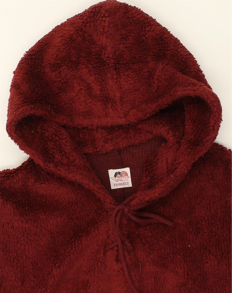 FIORUCCI Womens Fleece Hoodie Jumper UK 12 Medium Burgundy | Vintage Fiorucci | Thrift | Second-Hand Fiorucci | Used Clothing | Messina Hembry 