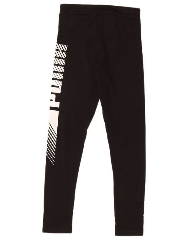 PUMA Girls Graphic Leggings 11-12 Years Black Cotton