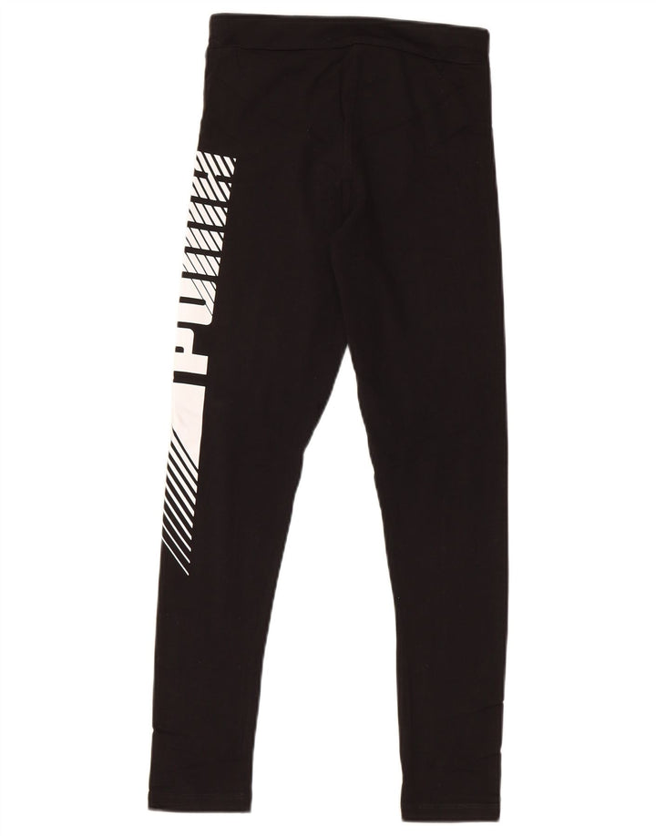 PUMA Girls Graphic Leggings 11-12 Years Black Cotton