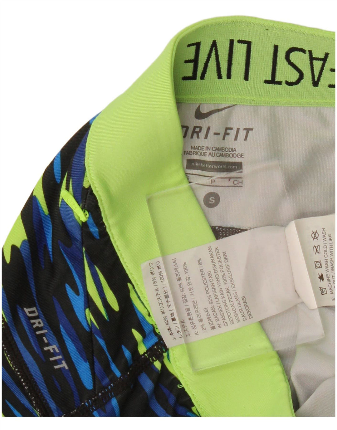 Nike Womens Dri Fit Capri Leggings UK 10 Small  Blue Camouflage Polyester