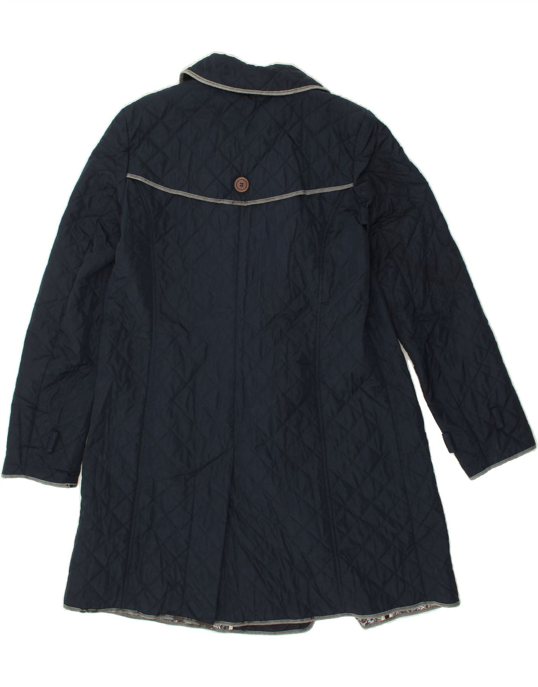 MARINA SPORT Womens Quilted Overcoat UK 16 Large Navy Blue Vintage Marina Sport and Second-Hand Marina Sport from Messina Hembry 